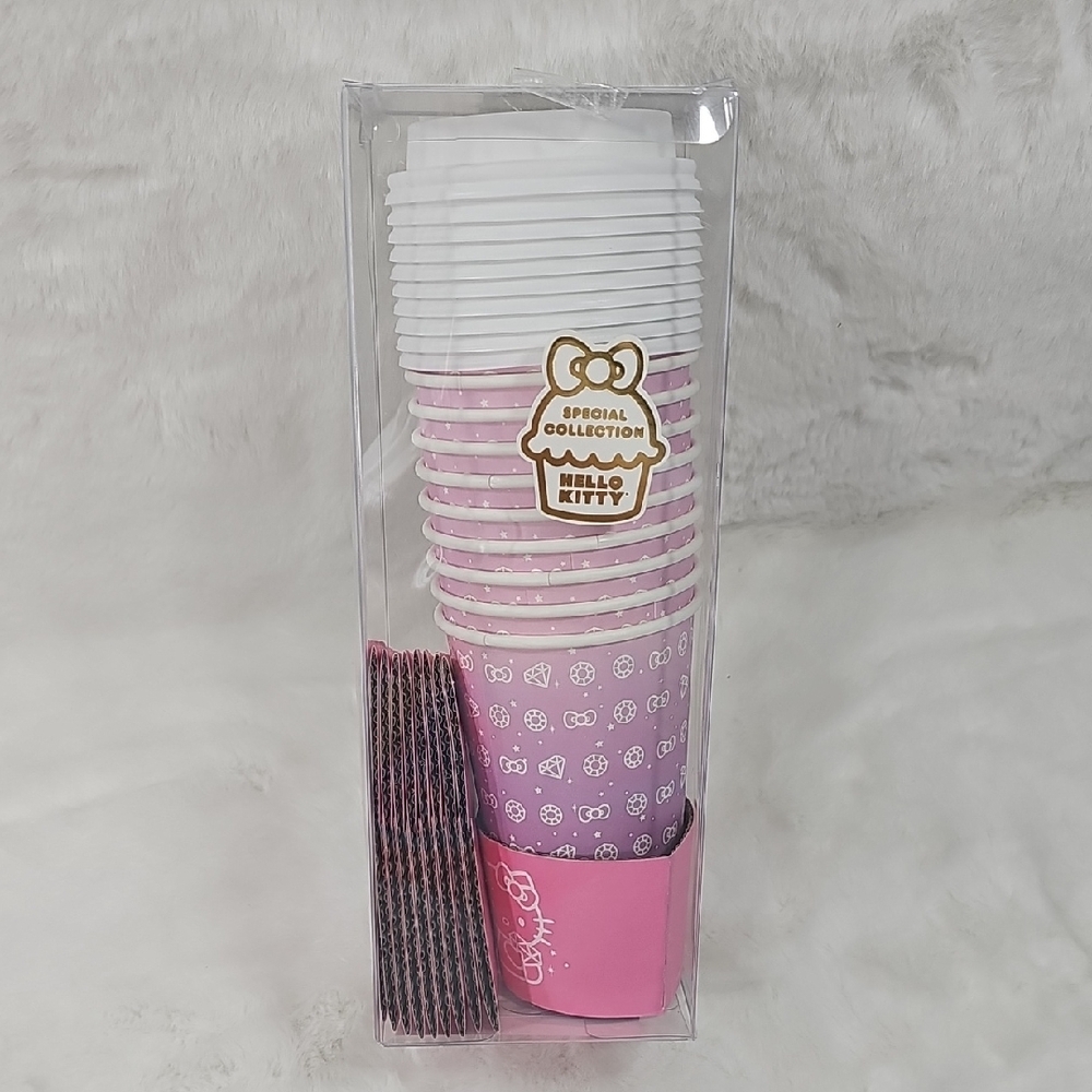 Sanrio Hello Kitty  16 OZ. Travel Disposable  Coffee Cups W/ Lids & Sleeves 10